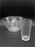 VTG Arcoroc Coca Cola Textured Glass Bowl/Glass