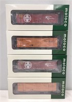 Four Moloco HO Scale Train Cars