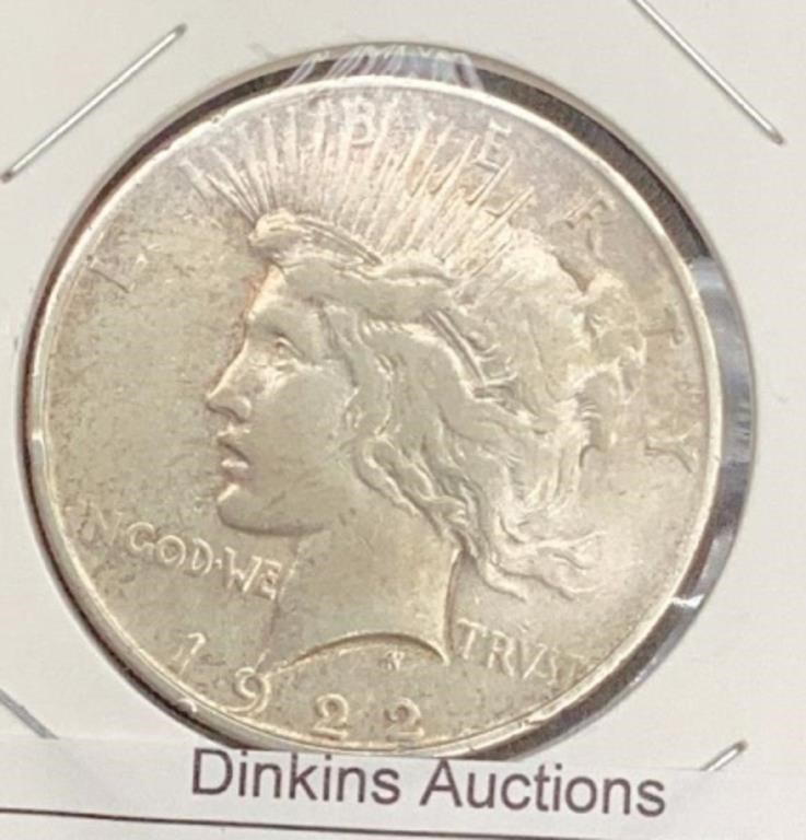 1922 peace silver, dollar coin