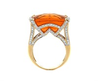 11.25 Ct Mexican Opal Diamond Ring 18 Kt