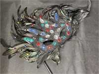 Vintage Mardi Gras Masquerade Mask Real Feathers