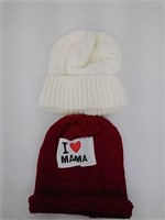 New 2 baby knit hats, 3Y, red and white