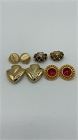 Lot of 4 Artistic Modern Gold Tone Clip Earrings
