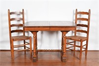 Atq Dining Table w/ Rush Seat Ladderback Chairs