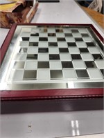 Glass Chess Set with Wood Case