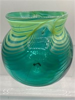 Feathered art glass vase