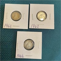 3 X 1962 TEN CENT