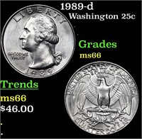 1989-d Washington Quarter 25c Grades GEM+ Unc