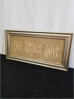 Live laugh love framed signed picture 12x 24 in