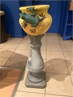 Concrete Pedestal & Frog Flowerpot Approx 32" Tall