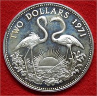 1971 Bahamas Silver Proof $2 Flamingo Commem