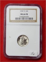 1941 S Mercury Silver Dime NGC MS66 FB