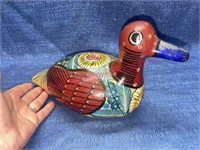 Smaller Tonala Mexican folk art pottery duck