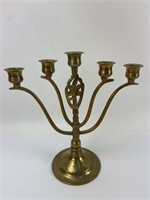 China Brass 5 candle candelabra, etched, marked