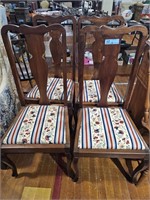 4 QUEEN ANNE DINING SIDE CHAIRS