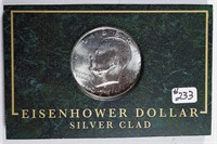 1971-S  Eisenhower Silver Clad Dollar in display