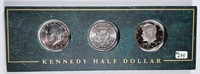 1971, 71-S & 80-D  Kennedy Half Dollars in display