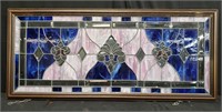 Vintage beveled stained-glass framed window panel