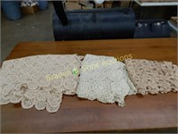 GROUP OF 3 CROCHET TABLE COVERS