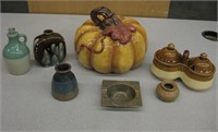 Ceramic Decoratives & Brass Ashtray