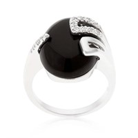 Exquisite .13ct Black Onyx & White Sapphire Ring