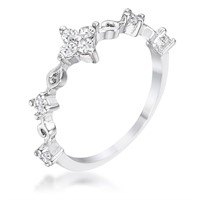 Round .24ct White Sapphire Mini Floral Ring