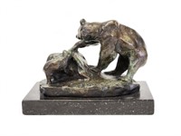 BRONZE BEAR AND CUB AFTER CHARLES M. RUSSELL (1864