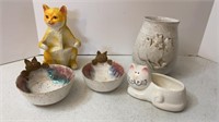 Hand Thrown Pottery Cat bowls