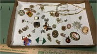 Vintage Jewelry, Pins, Earrings , Cameos
