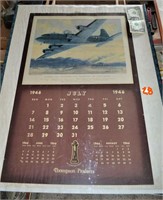 1946 Framed Calendar Page - C-54 Military Plane