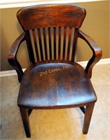 Antique Solid Oak Antique Desk Chair