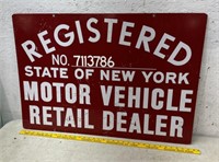Double-sided NY registration sign