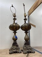 2 Metal Table Lamps - no shades 31"
