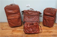 APC Brown Leather 4pc Luggage Set