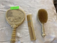 Ivory Mirror, Brush & Comb