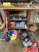 Homemade workbench and contents