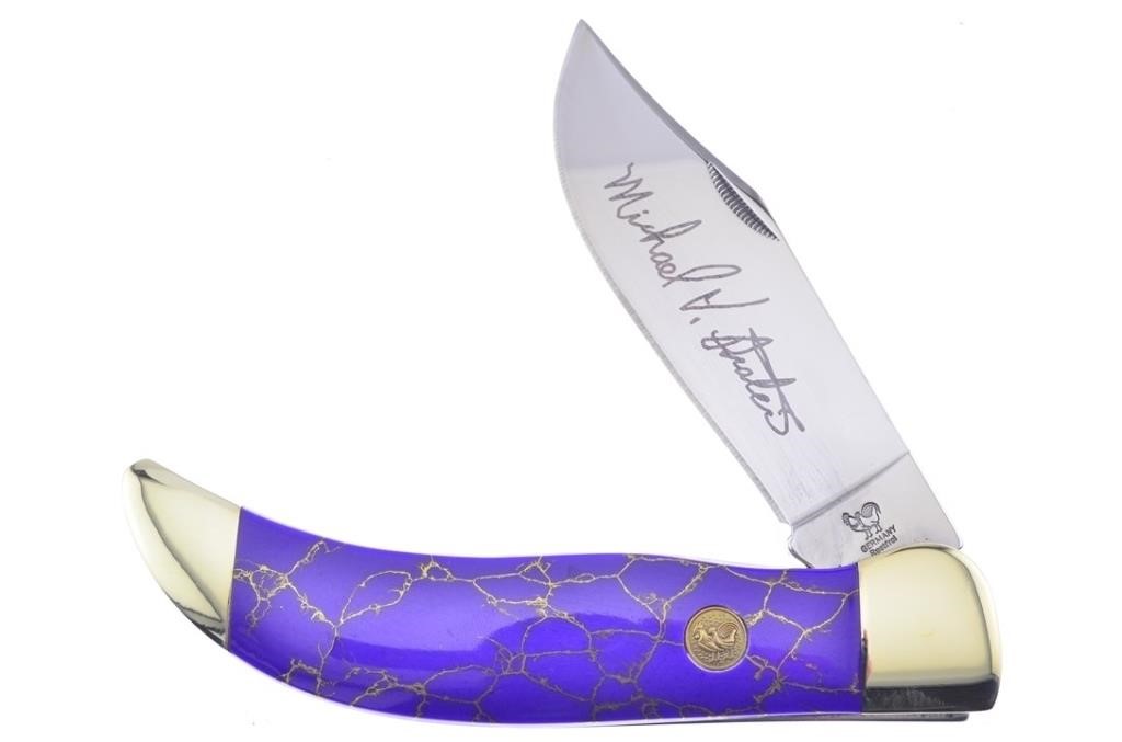 Hen & Rooster Purple Matrix Clasp Knife