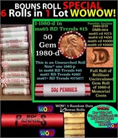 THIS AUCTION ONLY! BU Shotgun Lincoln 1c roll, 198