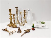 BRASS CANDLEHOLDERS+CANDLE SNUFFERS+WICK TRIMMERS