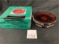 ANTIQUE RUBY SAUCERS-2 SETS STILL IN PACKAGE