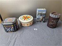 Box Lot of 4 Tins