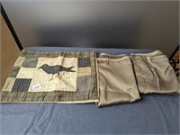 2 Brown Valances & Crow  Table Runner