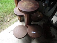 Wooden tier plant stand, mirror, dog bowls