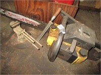 McCulloch power saw, wooden box w/sharpeners