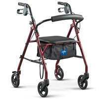 Basic Steel Rollators Burgandy  6  Wheels