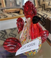 MULTI COLORED ART GLASS CHICKEN PAPER WEIGHT