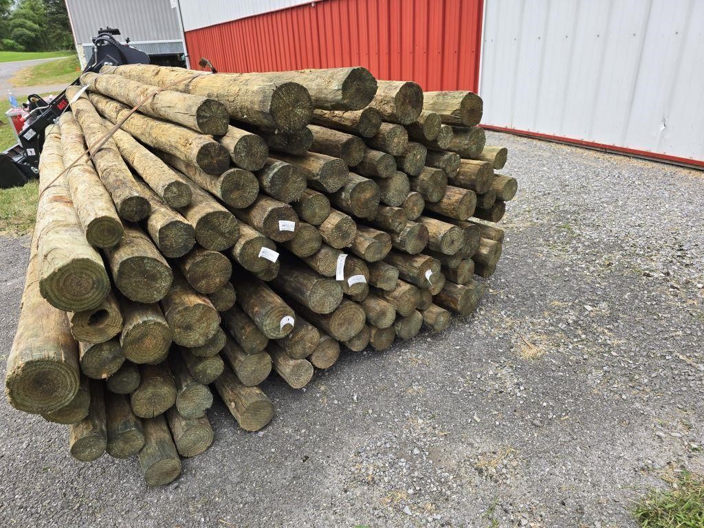 100 PRESSURE TREATED WOODEN FENCE POSTS