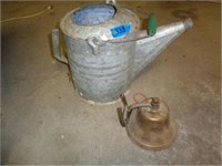 Galvanized Water Can & Brass Bell