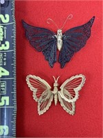 Butterfly Brooches One marked Monet