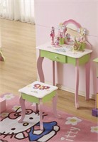 LAYLA GIRLS FLOWER VANITY SET WITH STOOL TABLE